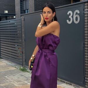 ZARA STRAPLESS TAFFETA DRESS BLOGGERS FAVORITE LIMITED EDITION